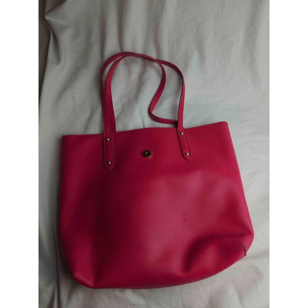 Unbranded Tote Shoulder Bag Womens Medium Pink Faux Leather Classic Minimalist